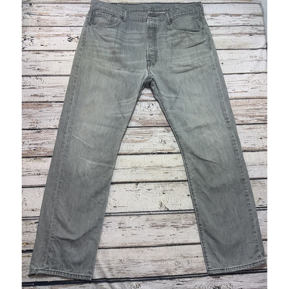Levis 501 Original Fit Gray Straight Leg Denim Jeans Mens 38x32